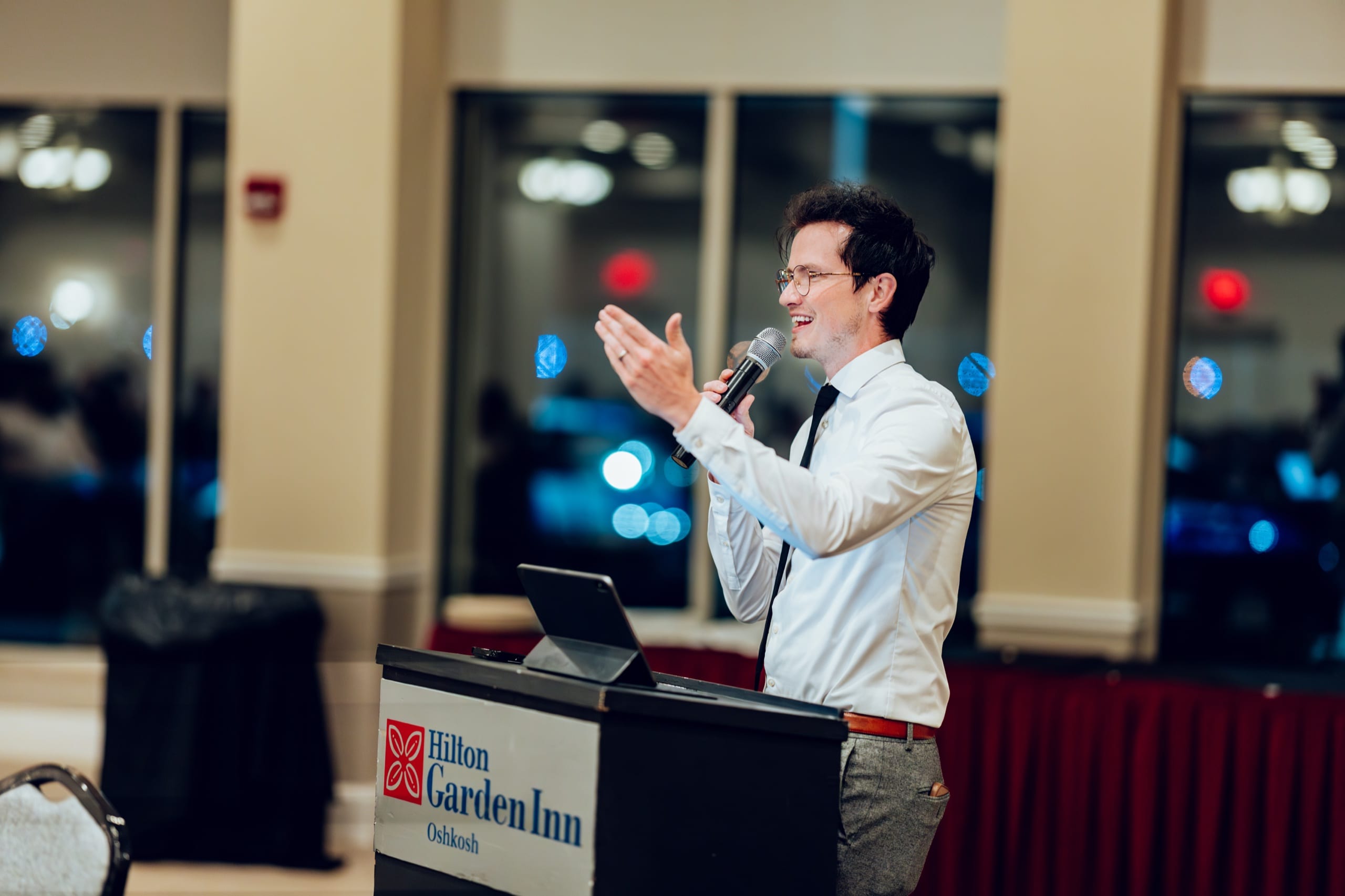 MetaMartini founder Alex Martinez presenting at a marketing event