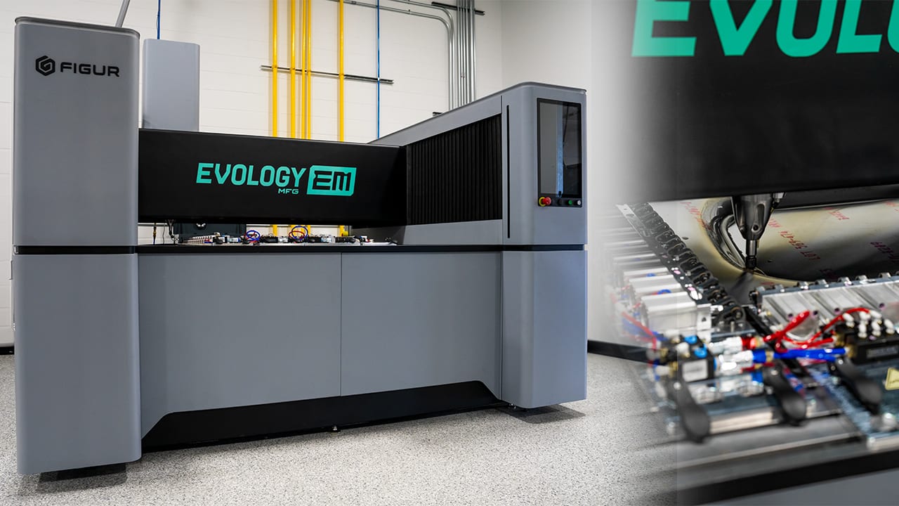 Evology Manufacturing brand environment featuring branded machinery and signage